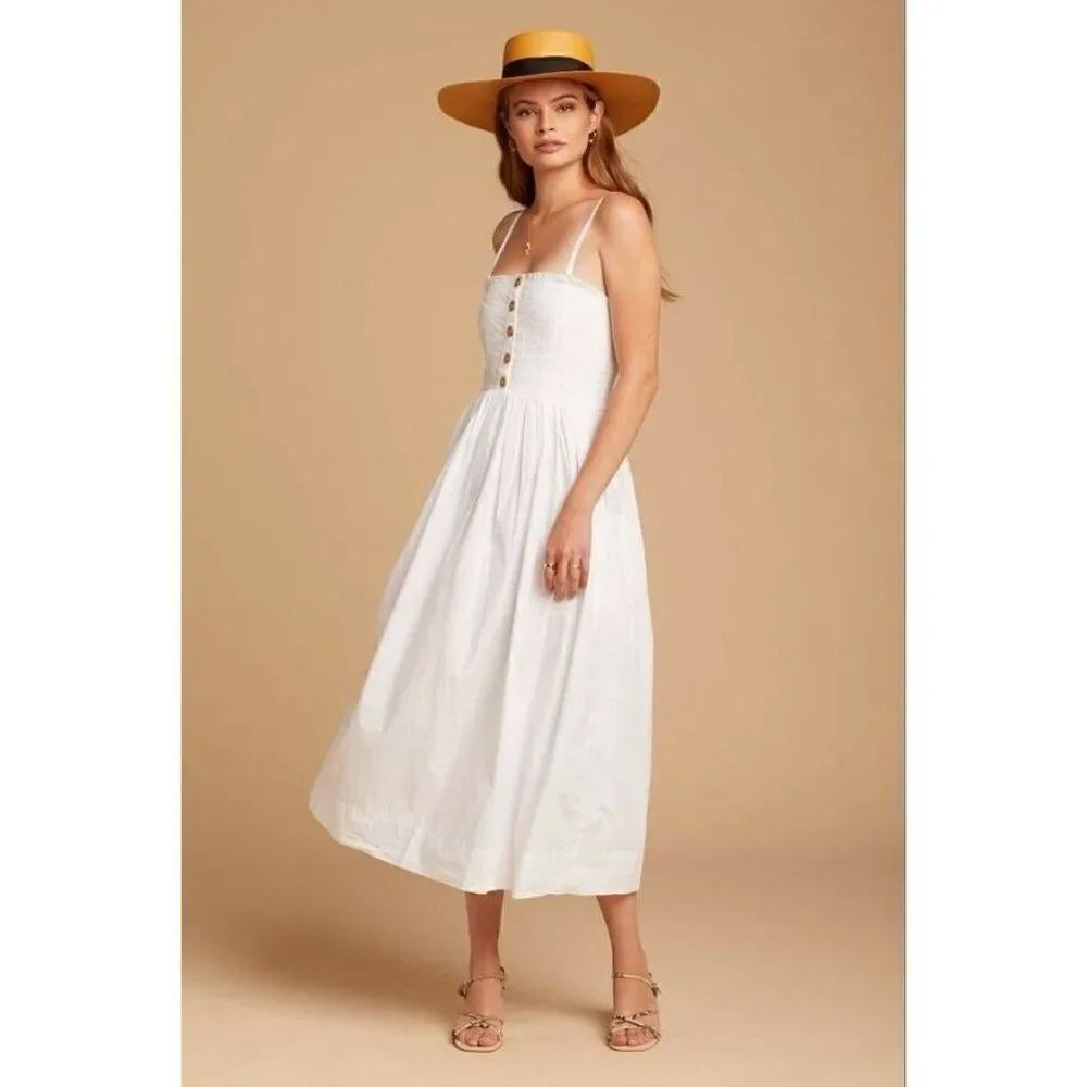 FREE PEOPLE LILAH PLEATED SMOCKED MIDI DRESS